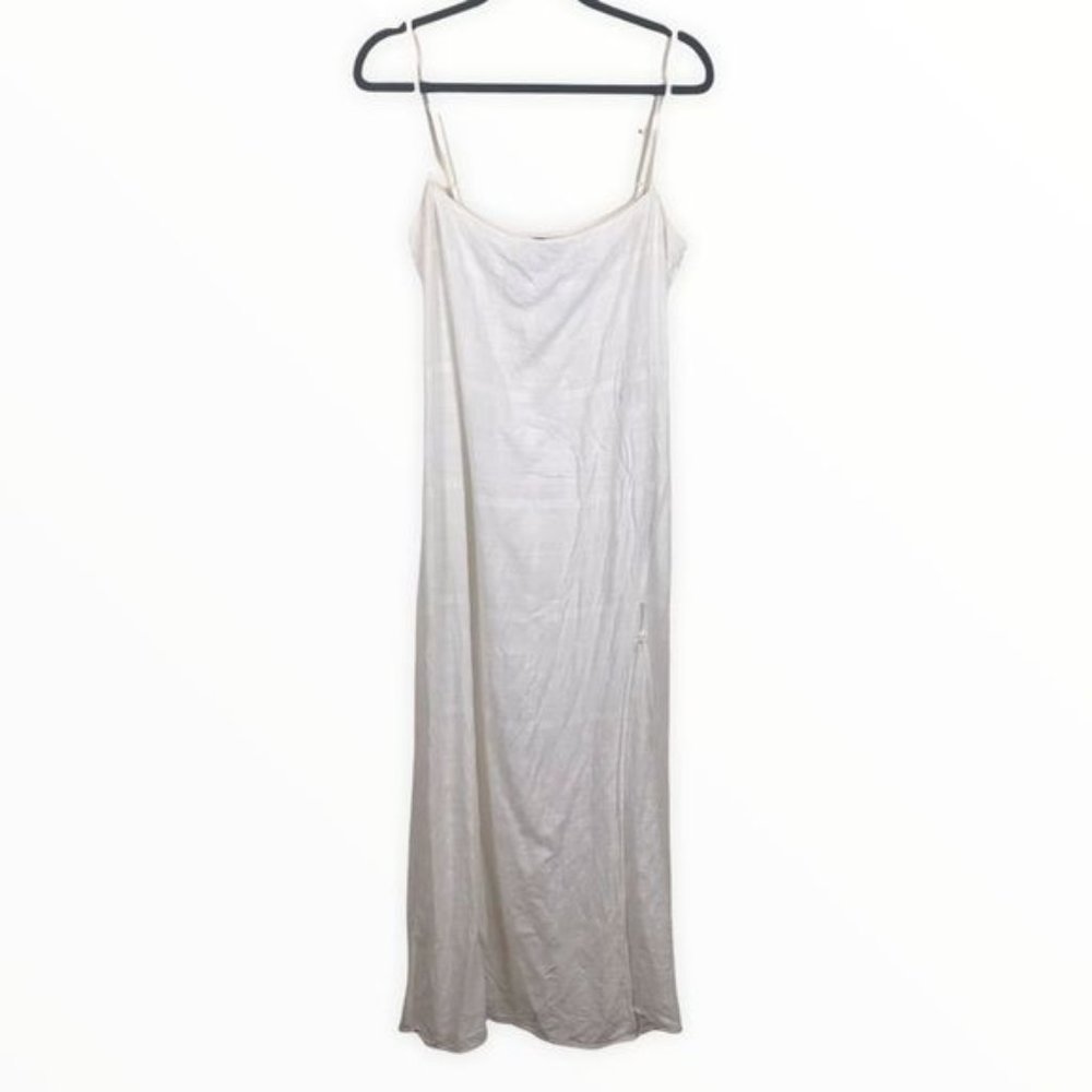 Reformation Linen Blend Maxi Side Slit Dress